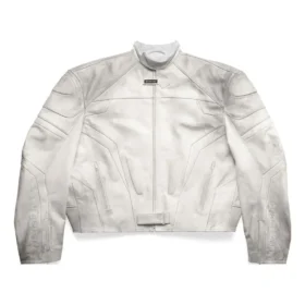 Jachetă de motociclist Oversized „Alb” 744983TOS149012