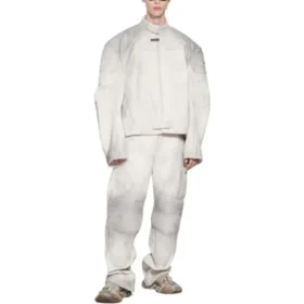 Jachetă de motociclist Oversized „Alb” 744983TOS149012