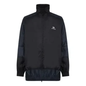 Jachetă de vânt BB din nailon patchwork cu fermoar complet „Navy Black” 623019TIO544100 Jachetă de vânt BB din nailon patchwork cu fermoar complet „Navy Black” 623019TIO544100