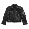 Jachetă deconstrucționată cu fermoar FW23 „Piele de bivol moale, neagră” 768749TMS031000