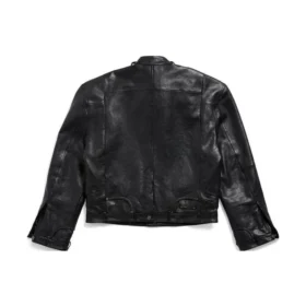 Jachetă deconstrucționată cu fermoar FW23 „Piele de bivol moale, neagră” 768749TMS031000