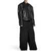 Jachetă deconstrucționată cu fermoar FW23 „Piele de bivol moale, neagră” 768749TMS031000