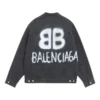 Jachetă din denim BB cu efect de spray, croială largă „Dark Grey White” 678354TIWA21440