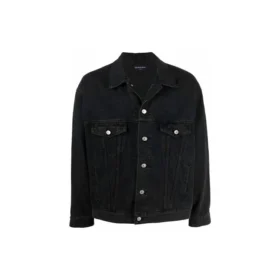 Jachetă din denim BB cu efect de spray, croială largă „Dark Grey White” 678354TIWA21440 Jachetă din denim BB cu efect de spray, croială largă „Dark Grey White” 678354TIWA21440