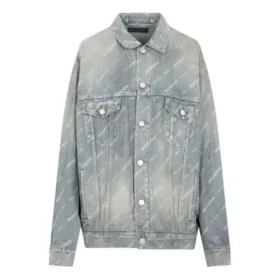 Jachetă din denim, croială largă „Indigo japonez deschis” 719319TNW553221