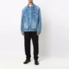 Jachetă din denim cu efect de pulverizare BB, croială largă „Electric Blue Fuchsia” 678354TCW030406