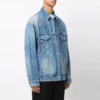 Jachetă din denim cu efect de pulverizare BB, croială largă „Electric Blue Fuchsia” 678354TCW030406