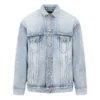 Jachetă din denim cu efect de vopsire cu spray BB, croială largă „Albastru deschis Galben” 678354TDW143341