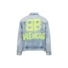 Jachetă din denim cu efect de vopsire cu spray BB, croială largă „Albastru deschis Galben” 678354TDW143341