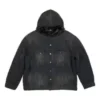 Jachetă din denim cu glugă și nasturi, cu efect decolorat „Black” 724653TNW541129