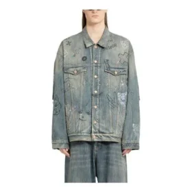 Jachetă din denim cu graffiti „Albastru deschis” 721708TOW664036 Jachetă din denim cu graffiti „Albastru deschis” 721708TOW664036
