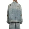 Jachetă din denim cu graffiti „Albastru deschis” 721708TOW664036