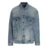 Jachetă din denim cu imprimeu logo universitar, fondată în 1917, croială largă, „Washed Light Blue” 675207TJW795620