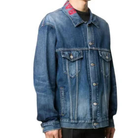 Jachetă din denim cu logo pe guler „Albastru” 571324TCW032340