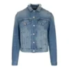 Jachetă din denim cu logo pe spate „Albastru-verde” 606170TDW144065