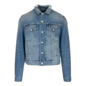 Jachetă din denim cu logo pe spate „Albastru-verde” 606170TDW144065 Jachetă din denim cu logo pe spate „Albastru-verde” 606170TDW144065
