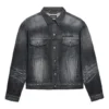 Jachetă din denim cu logo pe spate, croială largă, „Fake Wash Black” 620728TIW435720