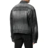 Jachetă din denim cu logo pe spate, croială largă, „Fake Wash Black” 620728TIW435720