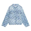 Jachetă din denim cu logo script pe toată suprafața „Albastru deschis Alb” 681690TJW904200