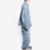 Jachetă din denim cu logo script pe toată suprafața „Albastru deschis Alb” 681690TJW904200