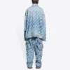 Jachetă din denim cu logo script pe toată suprafața „Albastru deschis Alb” 681690TJW904200