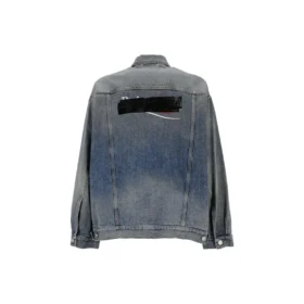 Jachetă din denim cu nasturi și efect decolorat „Blue” 724651THW254245 Jachetă din denim cu nasturi și efect decolorat „Blue” 724651THW254245
