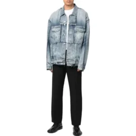 Jachetă din denim oversized cu decupaje și inele „Albastru” 697779TMW264437