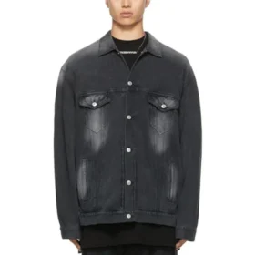 Jachetă din denim spălat, croială largă „Negru” 662772TKVG51000