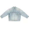 Jachetă din denim vintage 3B Sports, croială largă „Albastru deschis” 704299TJW798469
