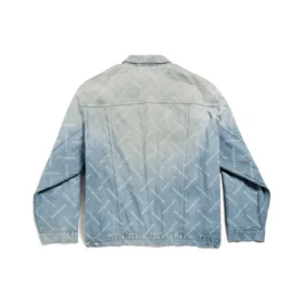 Jachetă oversized cu imprimeu diagonal pe toată suprafața „Denim japonez cu inele, albastru deschis” 773616TPW534868
