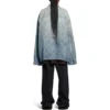 Jachetă oversized cu imprimeu diagonal pe toată suprafața „Denim japonez cu inele, albastru deschis” 773616TPW534868