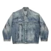 Jachetă oversized cu imprimeu graffiti „Albastru deschis” 745048TNW014012