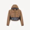 Jachetă scurtă techwear pentru femei, culoare camel