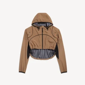 Jachetă scurtă techwear pentru femei, culoare camel