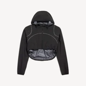 Jachetă scurtă techwear pentru femei, de culoare neagră