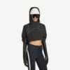 Jachetă scurtă techwear pentru femei, de culoare neagră
