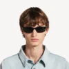 Ochelari de soare Daily cu formă dreptunghiulară, de culoare neagră