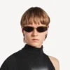 Ochelari de soare nano cu ramă în formă de D pentru femei, în culoarea argintiu