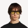 Ochelari de soare Pilot pentru bărbați, de uz zilnic, în negru/galben