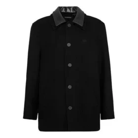Palton cu guler dublu din amestec de lână „Negru” 626314TIU071000