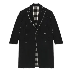 Palton cu model în carouri Buffalo, cu margini nefinisate, oversized „Black White” 704487TMU181070