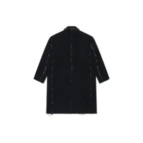 Palton cu model în carouri Buffalo, cu margini nefinisate, oversized „Black White” 704487TMU181070