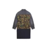 Palton de mașină până la genunchi, cu patchwork în 3 straturi, „Green Blue” 659092TKL142840