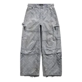 Pantaloni cargo Bal cu imprimeu diagonal pe toată suprafața „Albastru deschis” 767971TDW144979