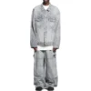 Pantaloni cargo Bal cu imprimeu diagonal pe toată suprafața „Albastru deschis” 767971TDW144979