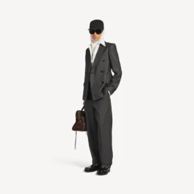 Pantaloni croiți ajustați pentru femei, în albastru închis