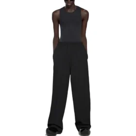 Pantaloni cu talie elastică și croi drept „Black” 743903TNT391000