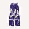 Pantaloni de pijama pentru femei cu imprimeu de pensule, de culoare albastră