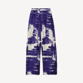 Pantaloni de pijama pentru femei cu imprimeu de pensule, de culoare albastră