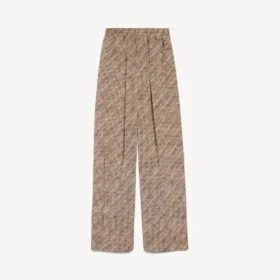 Pantaloni de pijama pentru femei cu monogramă, în nuanțe de bej/negru
